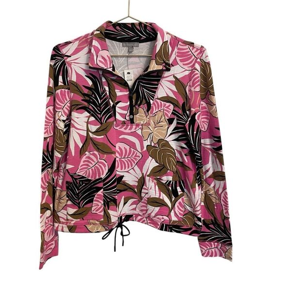 T By Talbot UPF 50+ Quarter Zip Pink Brown Long Sleeve Size Small NWT - Picture 1 of 8